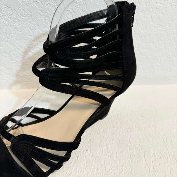 Nine West Black Ribcage Ankle wedge Heels woman's 9.5 - Picture 2 of 8